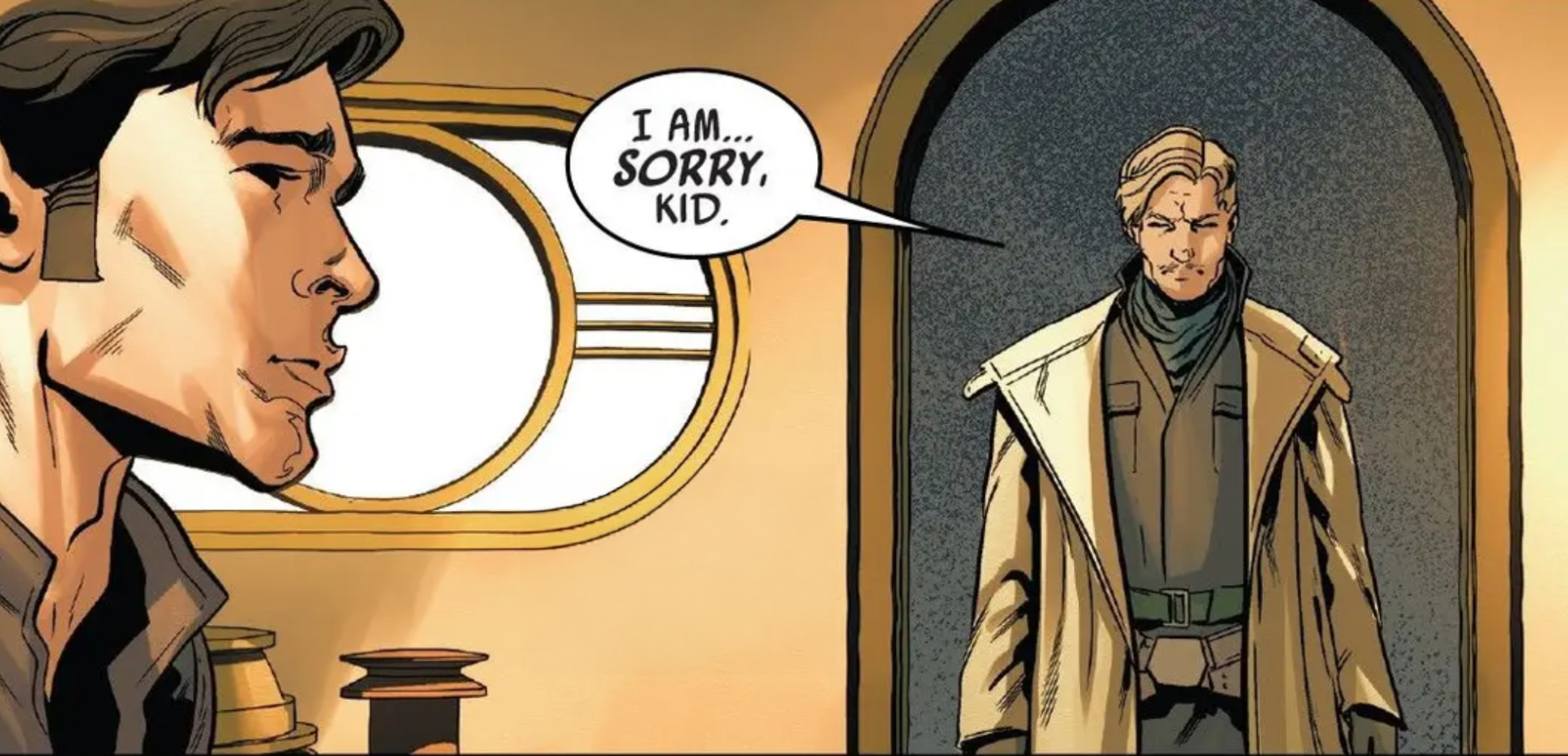 Han Solo & Beilert Valance in a Star Wars comic panel: "I am... sorry, kid."