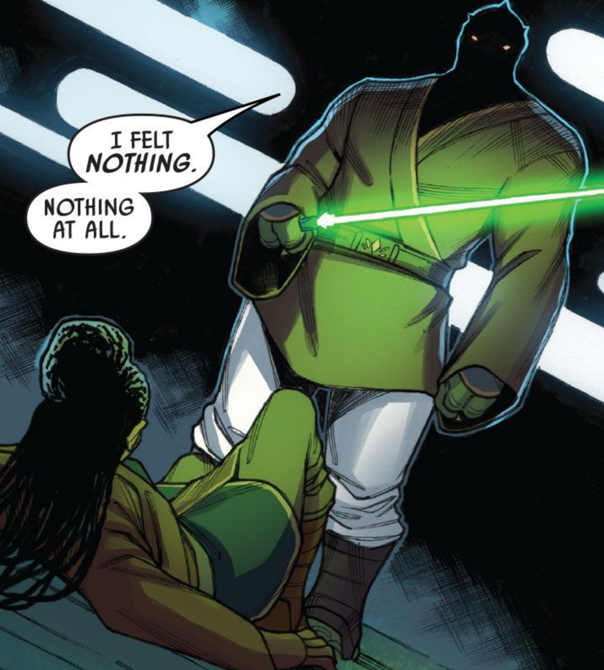 Sskeer & Keeve Trennis in a Star Wars comic panel: "I felt nothing. Nothing at all."