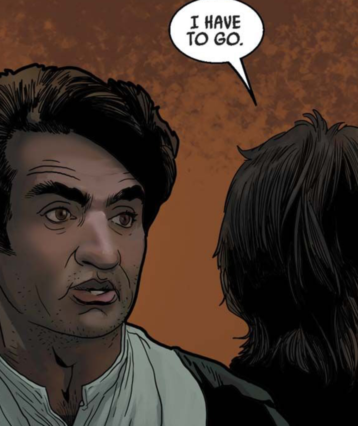 Han Solo in a Star Wars comic panel: "I have to go."