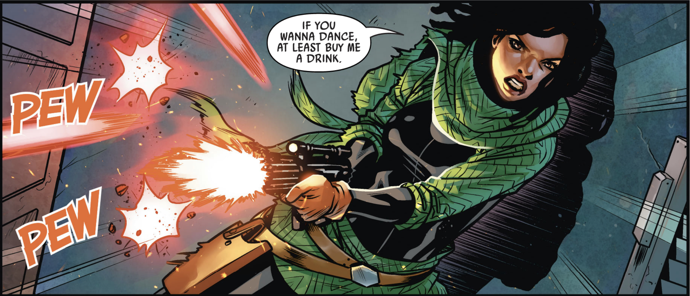 Sana Starros in a Star Wars comic panel: "If you wanna dance, at least buy me a drink."