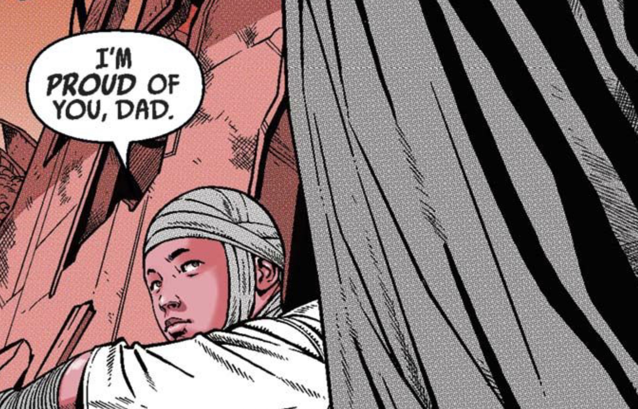 Leia Organa & Darth Vader in a Star Wars comic panel: "I'm proud of you, Dad."