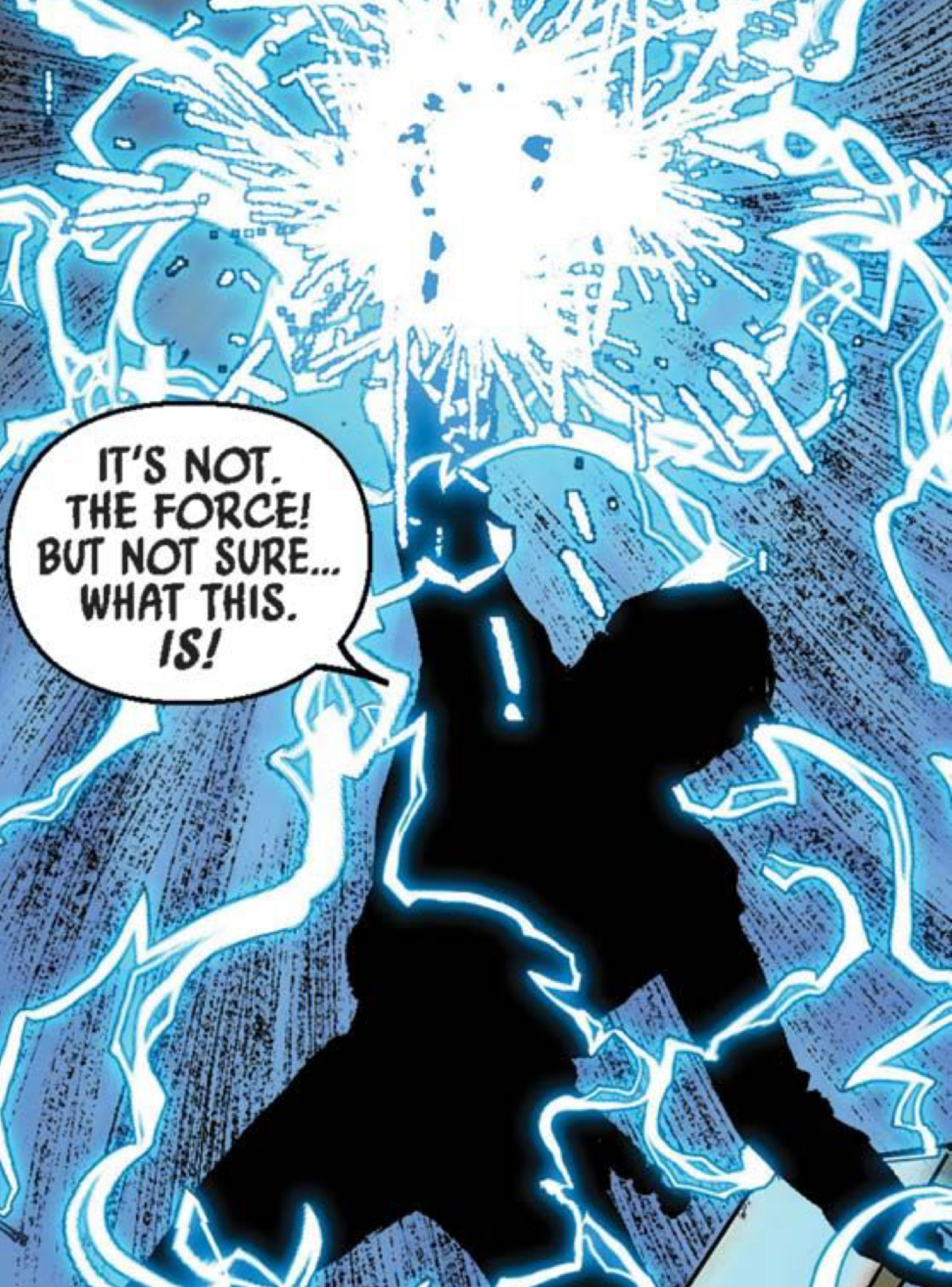 Luke Skywalker in a Star Wars comic panel: "It's not the Force! But not sure... what this is!"