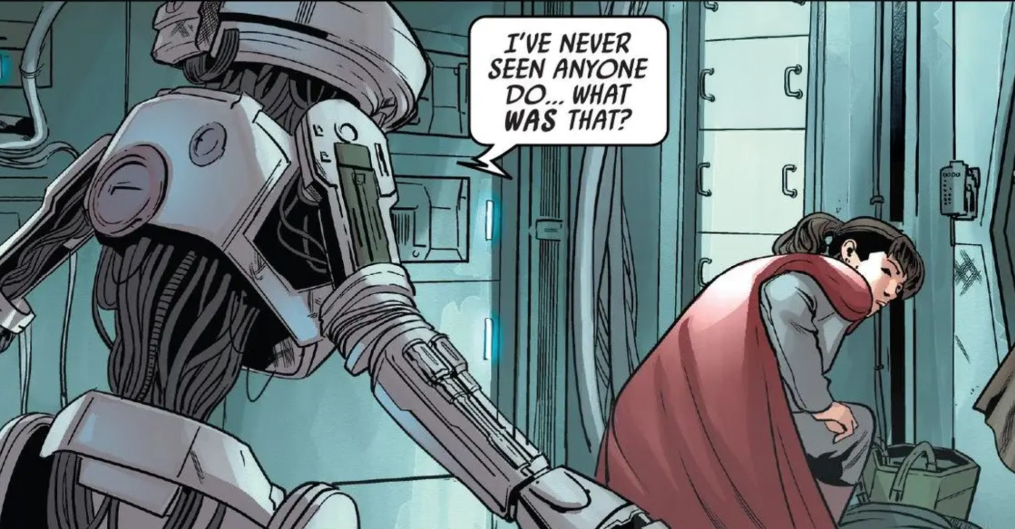 Leia Organa in a Star Wars comic panel: "I've never seen anyone do... what was that?"