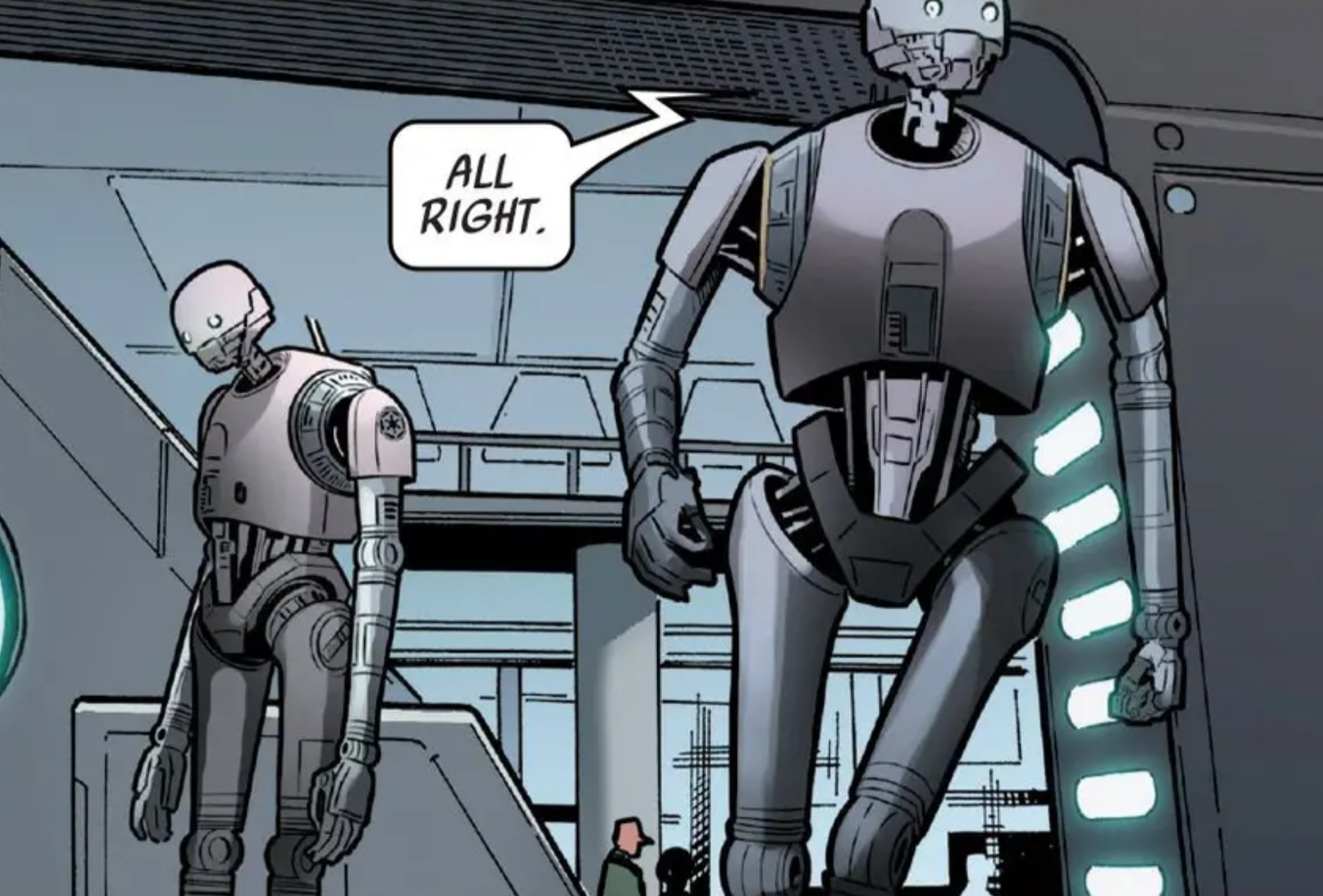 K-2SO in a Star Wars comic panel: "All right."