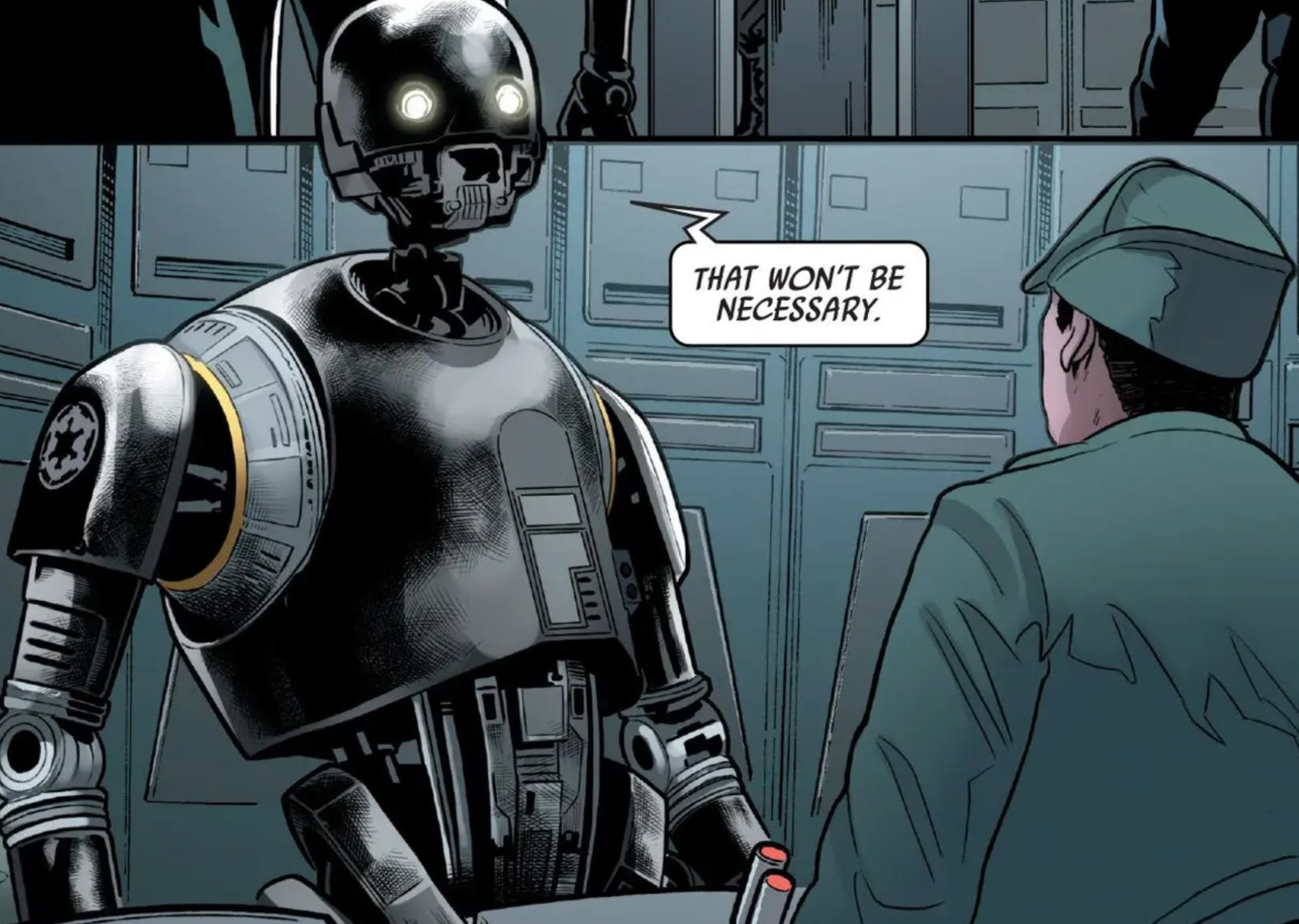 K-2SO in a Star Wars comic panel: "That won't be necessary."
