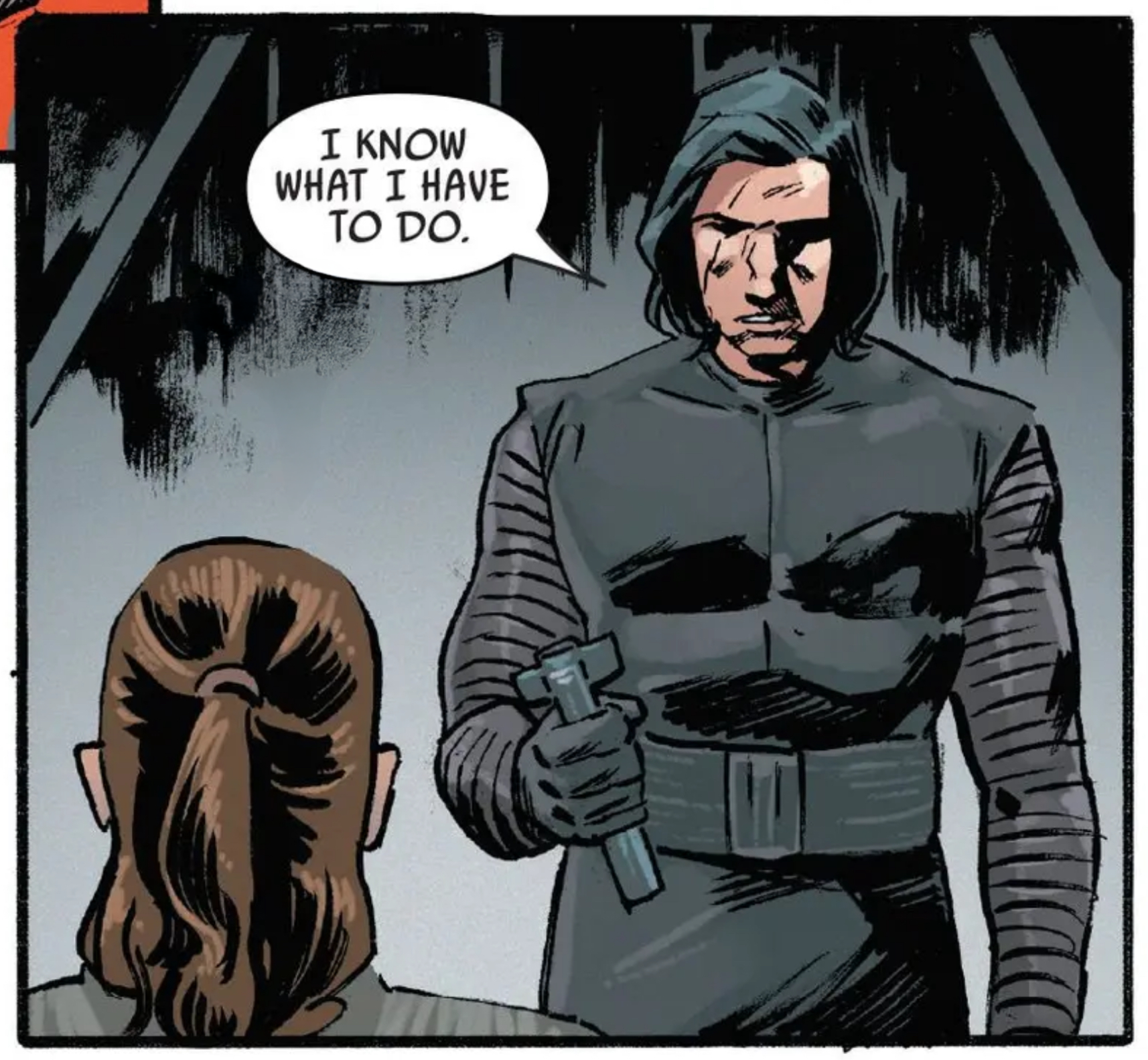 Kylo Ren & Rey in a Star Wars comic panel: "I know what I have to do."