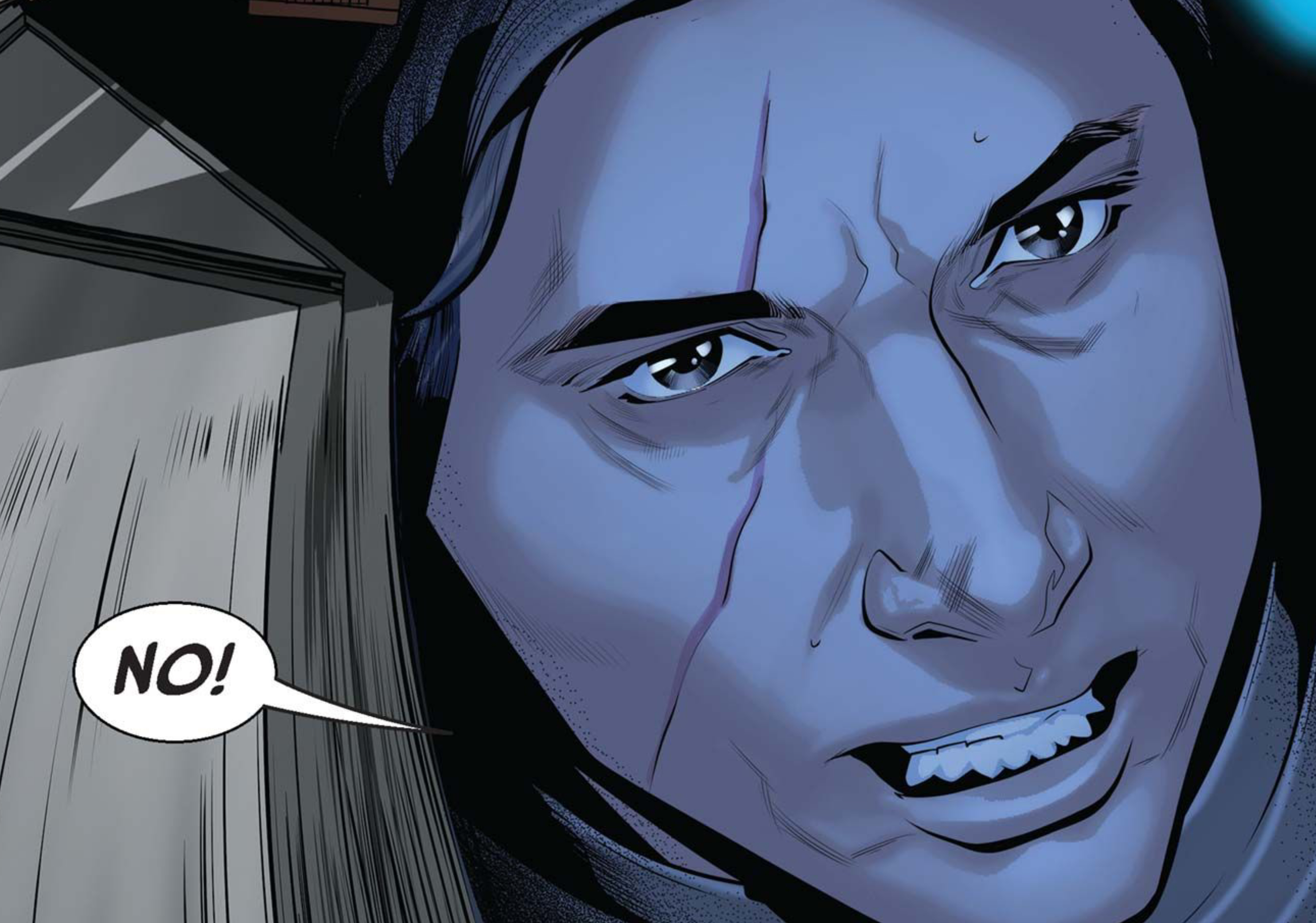Kylo Ren in a Star Wars comic panel: "No!"