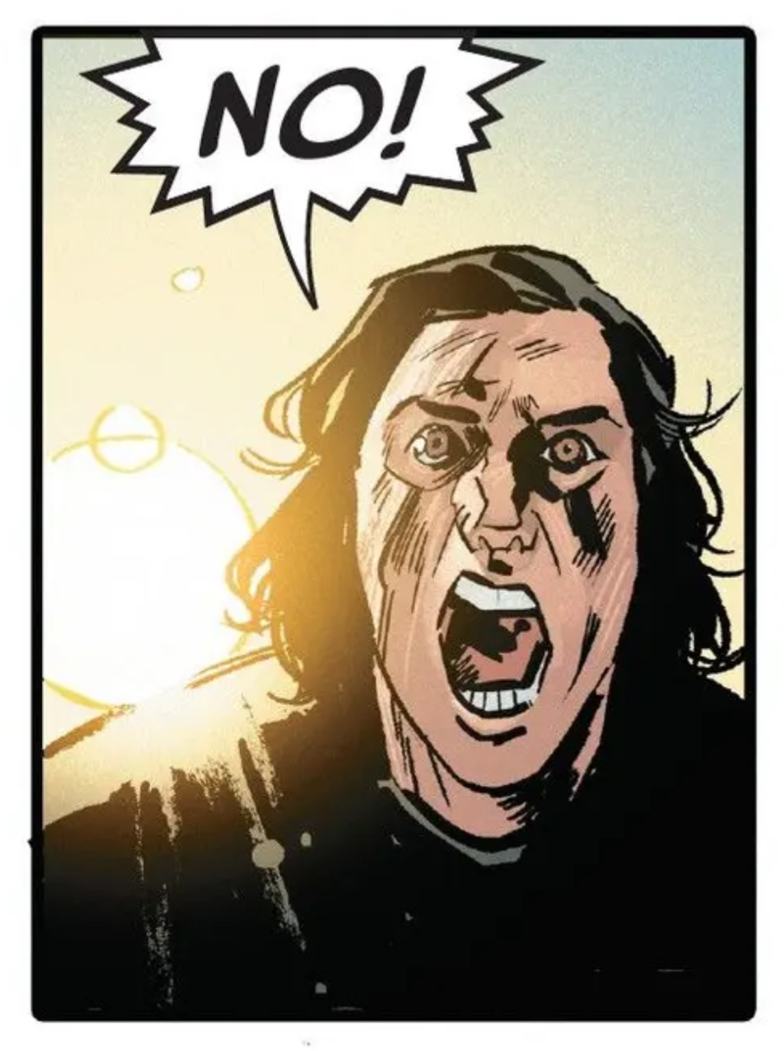 Kylo Ren in a Star Wars comic panel: "No!"