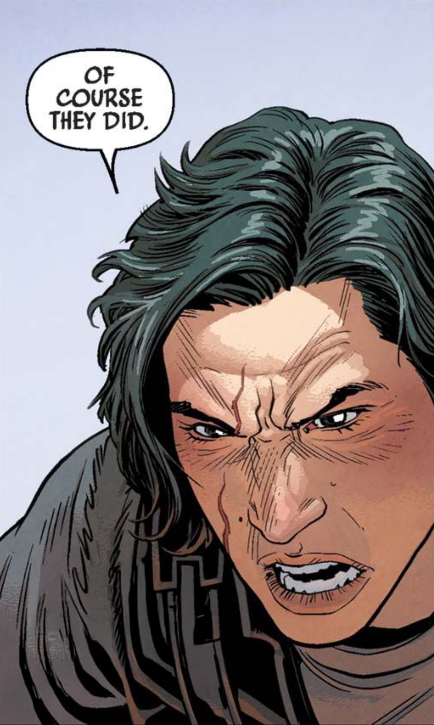 Kylo Ren in a Star Wars comic panel: "Of course they did."