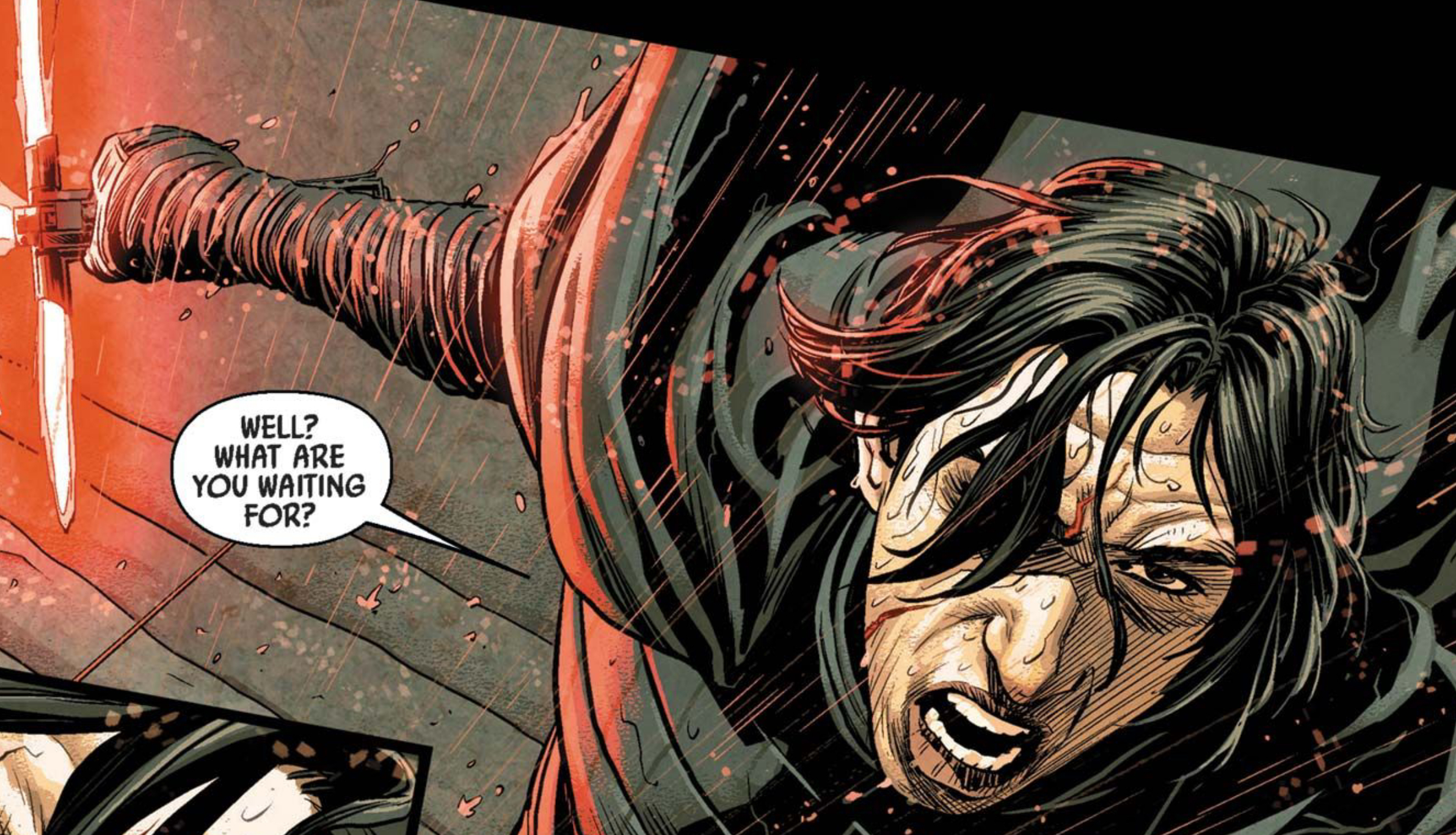 Kylo Ren in a Star Wars comic panel: "Well? What are you waiting for?"