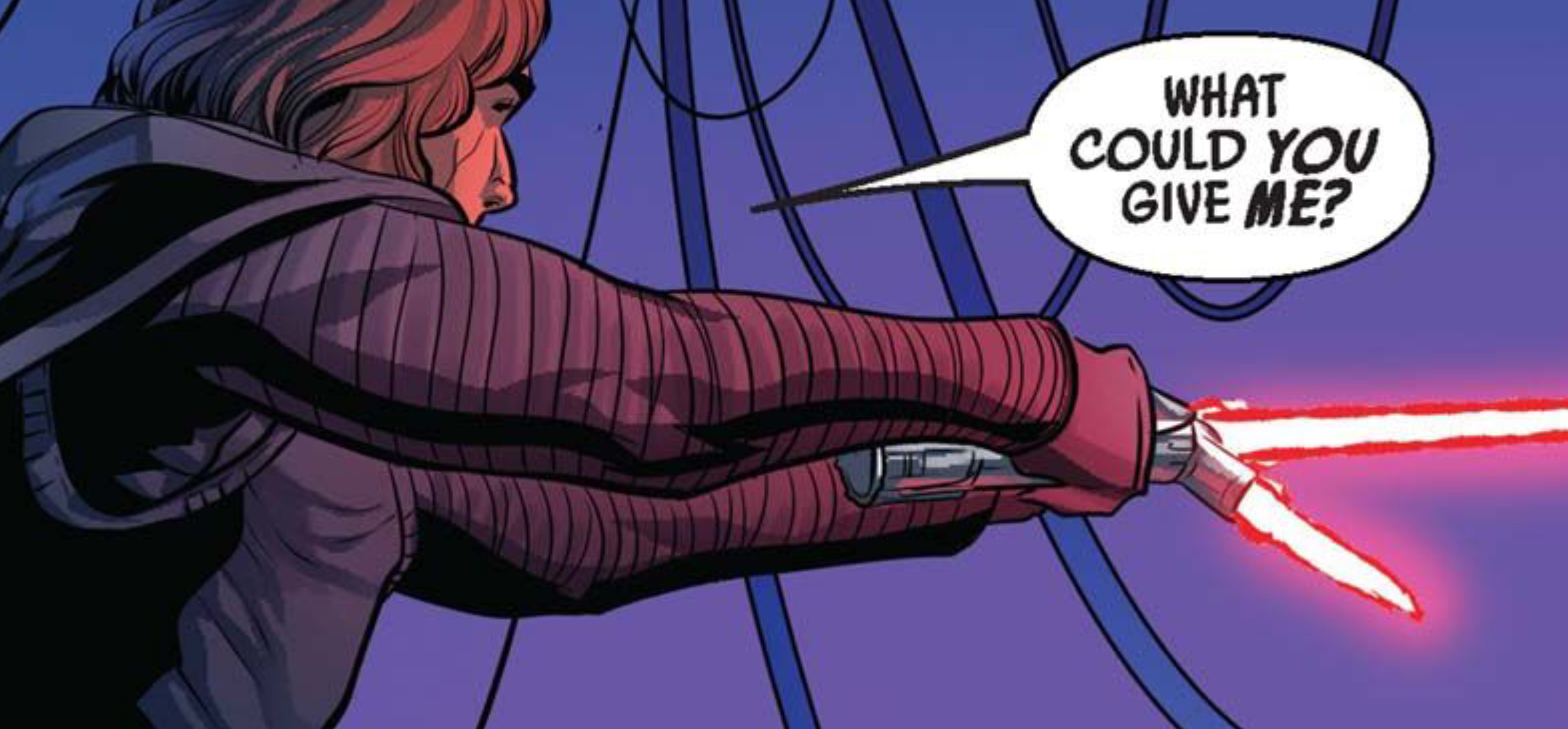 Kylo Ren in a Star Wars comic panel: "What could you give me?"