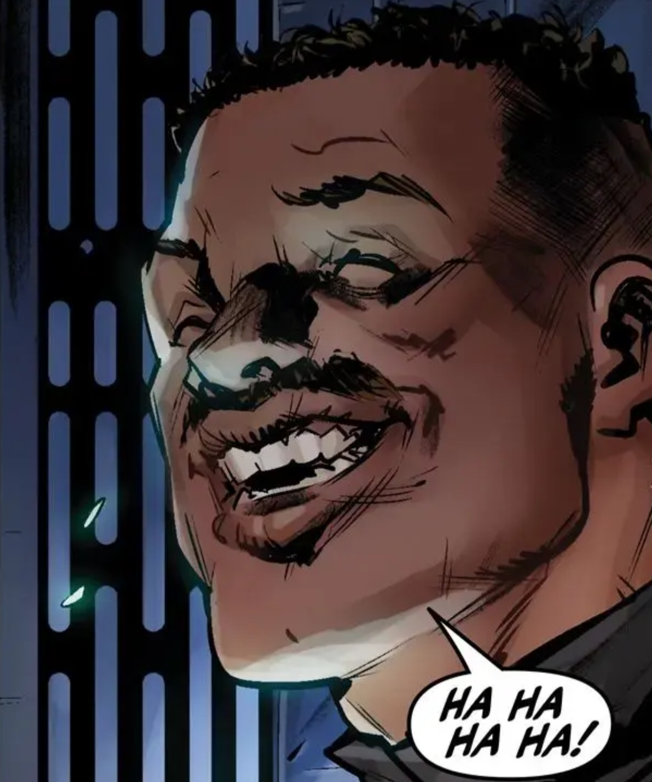 Lando Calrissian in a Star Wars comic panel: "Ha ha ha ha!"