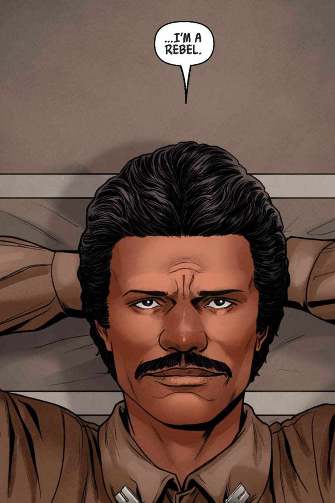 Lando Calrissian in a Star Wars comic panel: "...I'm a rebel."