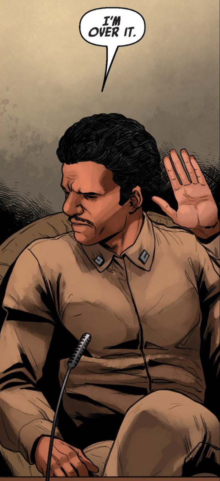 Lando Calrissian in a Star Wars comic panel: "I'm over it."