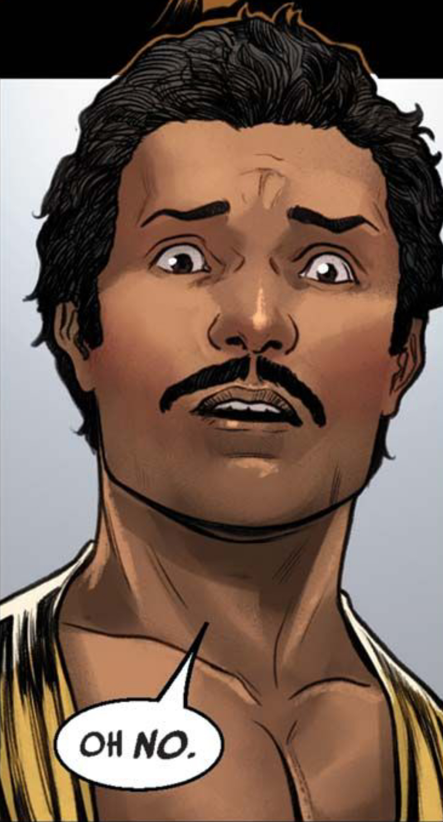 Lando Calrissian in a Star Wars comic panel: "Oh no."