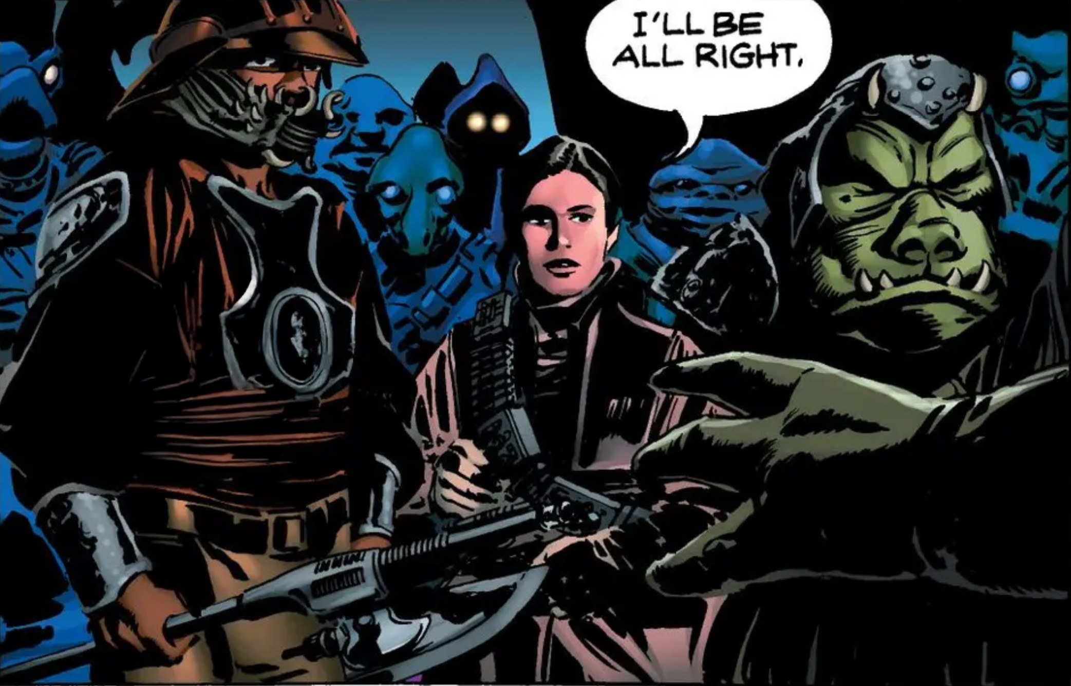 Leia Organa in a Star Wars comic panel: "I'll be all right."