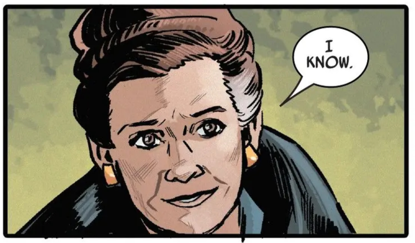 Leia Organa in a Star Wars comic panel: "I know."