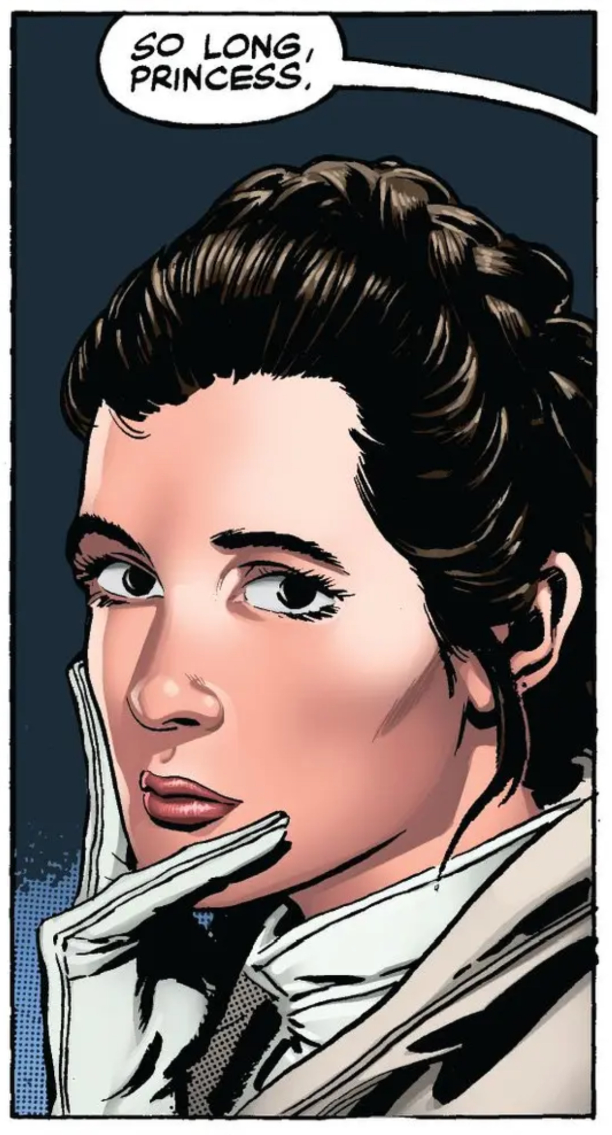 Leia Organa in a Star Wars comic panel: "So long, Princess."