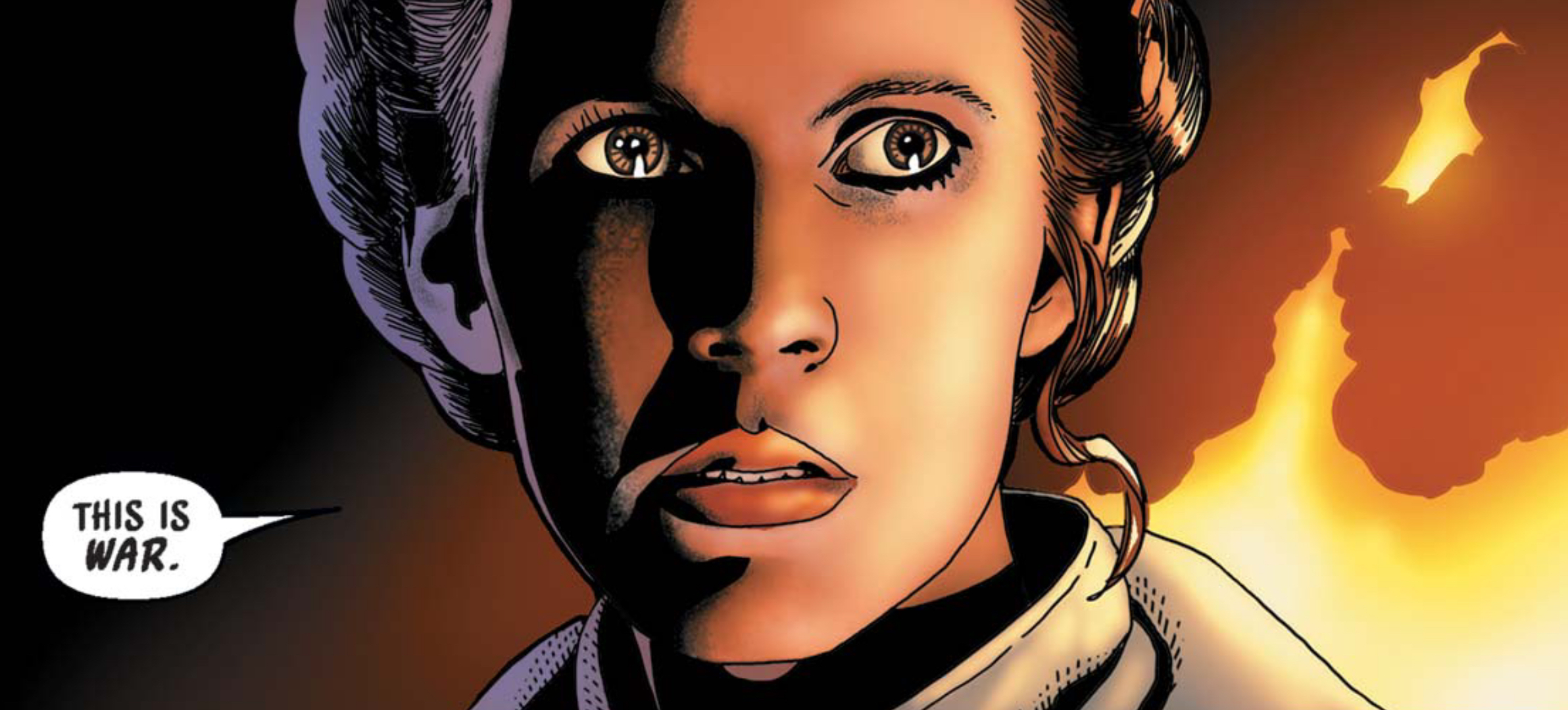 Leia Organa in a Star Wars comic panel: "This is war."
