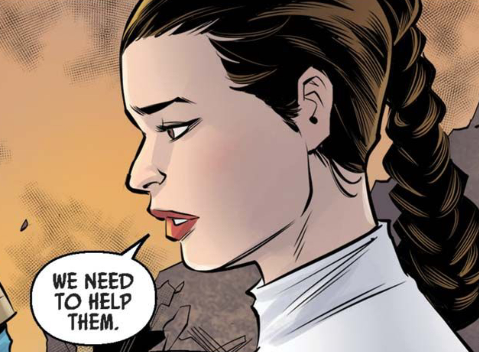 Leia Organa in a Star Wars comic panel: "We need to help them."