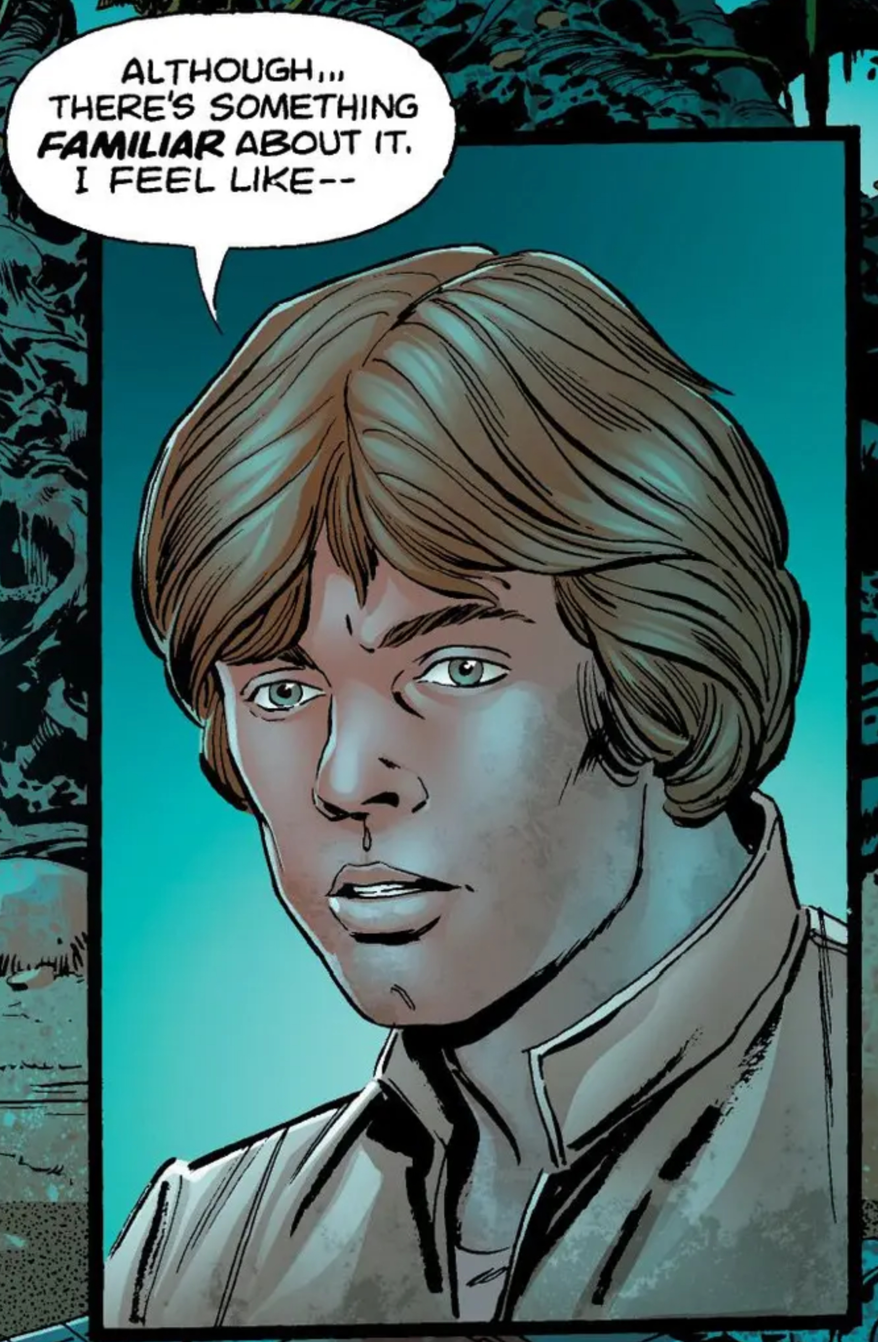 Luke Skywalker in a Star Wars comic panel: "Although... there's something familiar about it. I feel like..."