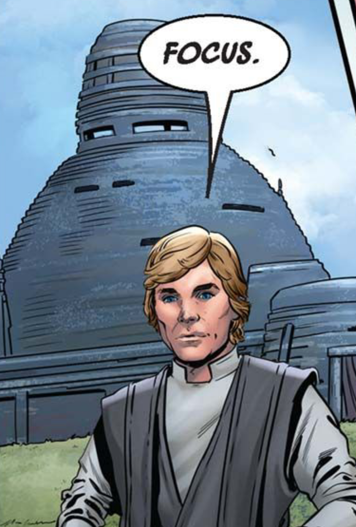 Luke Skywalker in a Star Wars comic panel: "Focus."