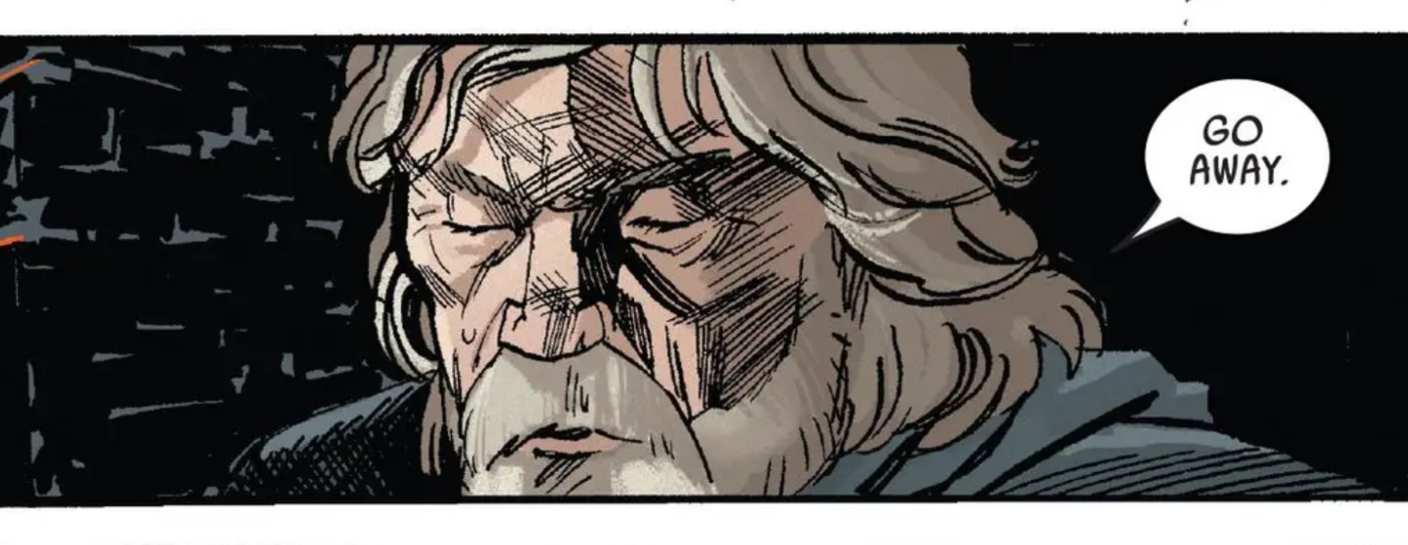 Luke Skywalker in a Star Wars comic panel: "Go away."