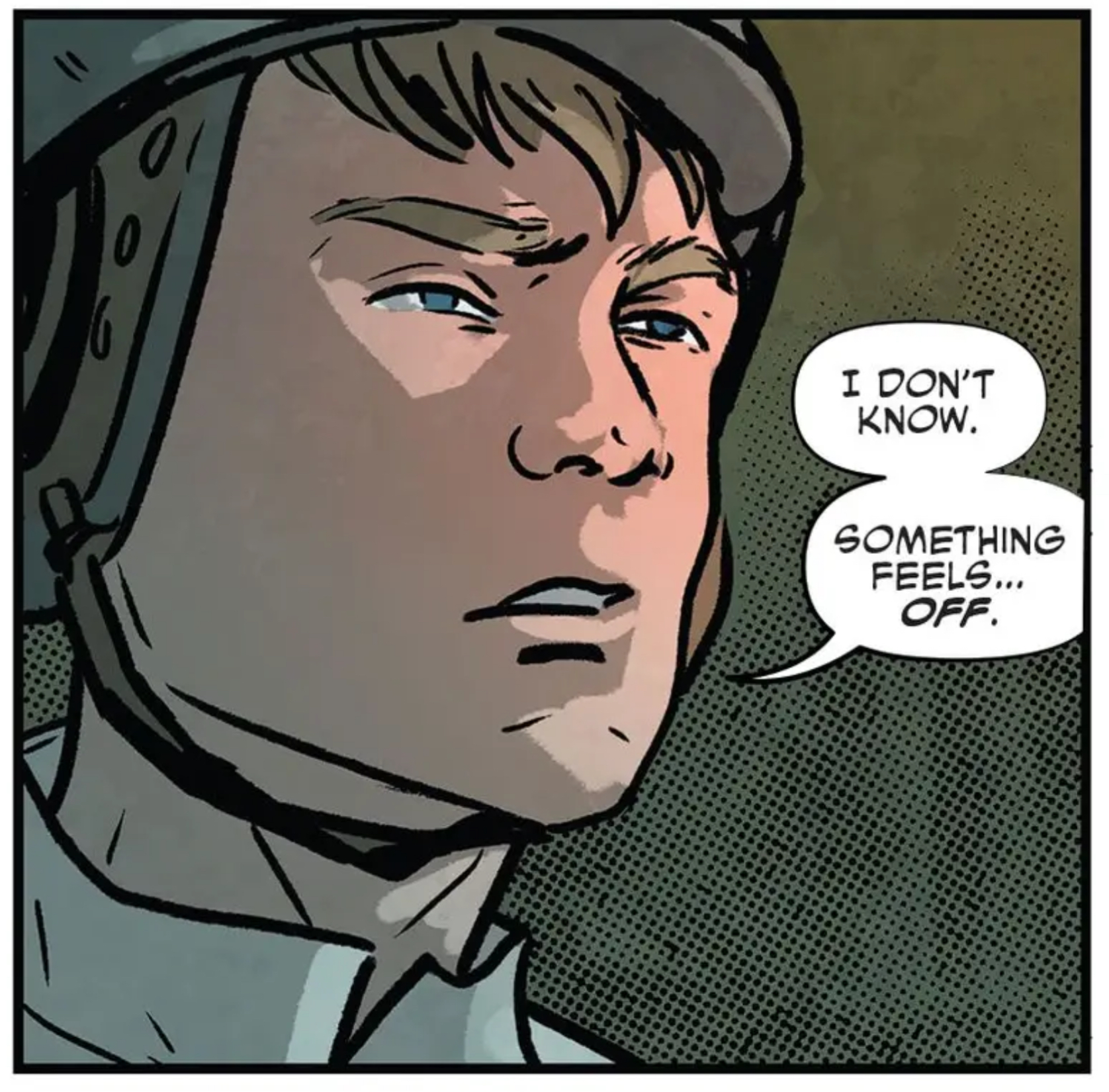 Luke Skywalker in a Star Wars comic panel: "I don't know. Something feels off."