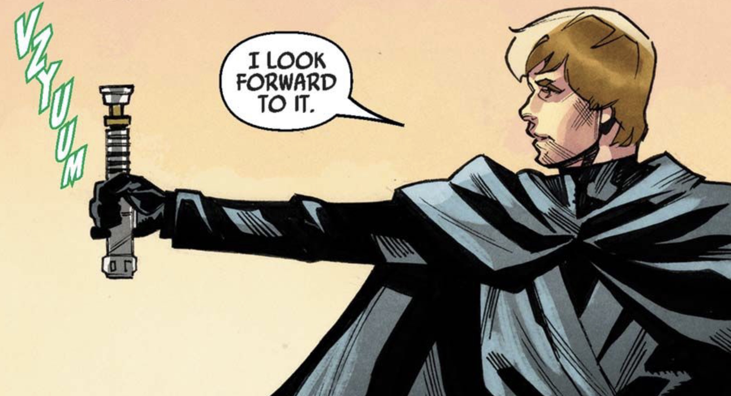 Luke Skywalker in a Star Wars comic panel: "I look forward to it."