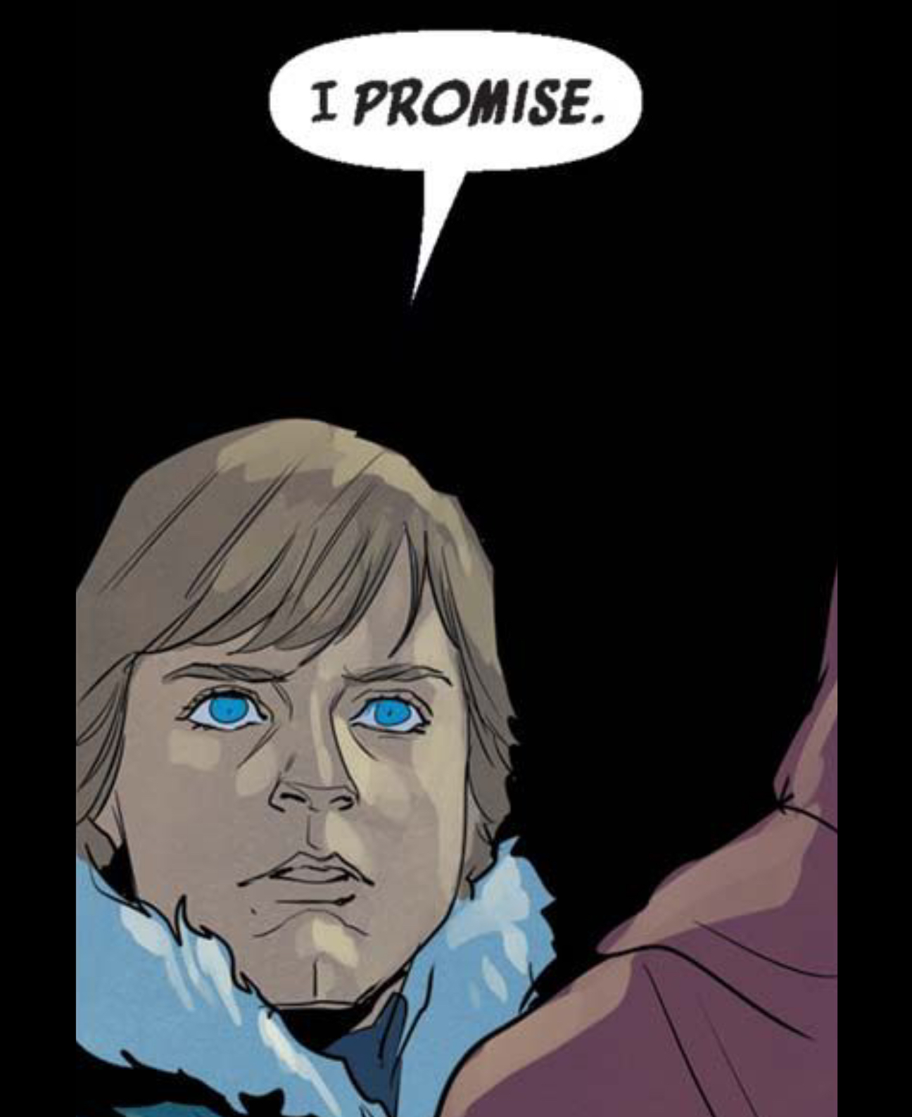 Luke Skywalker in a Star Wars comic panel: "I promise."