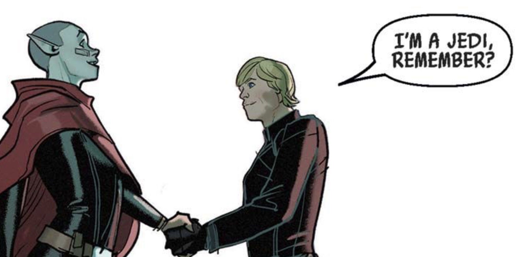 Luke Skywalker in a Star Wars comic panel: "I'm a Jedi, remember?"