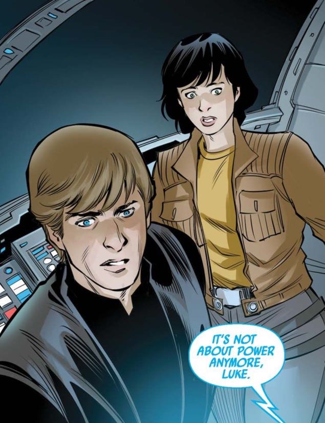 Luke Skywalker & Leia Organa in a Star Wars comic panel: "It's not about power anymore, Luke."