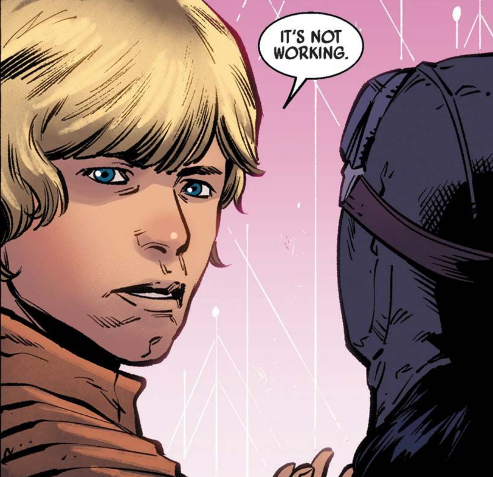 Luke Skywalker in a Star Wars comic panel: "It's not working."