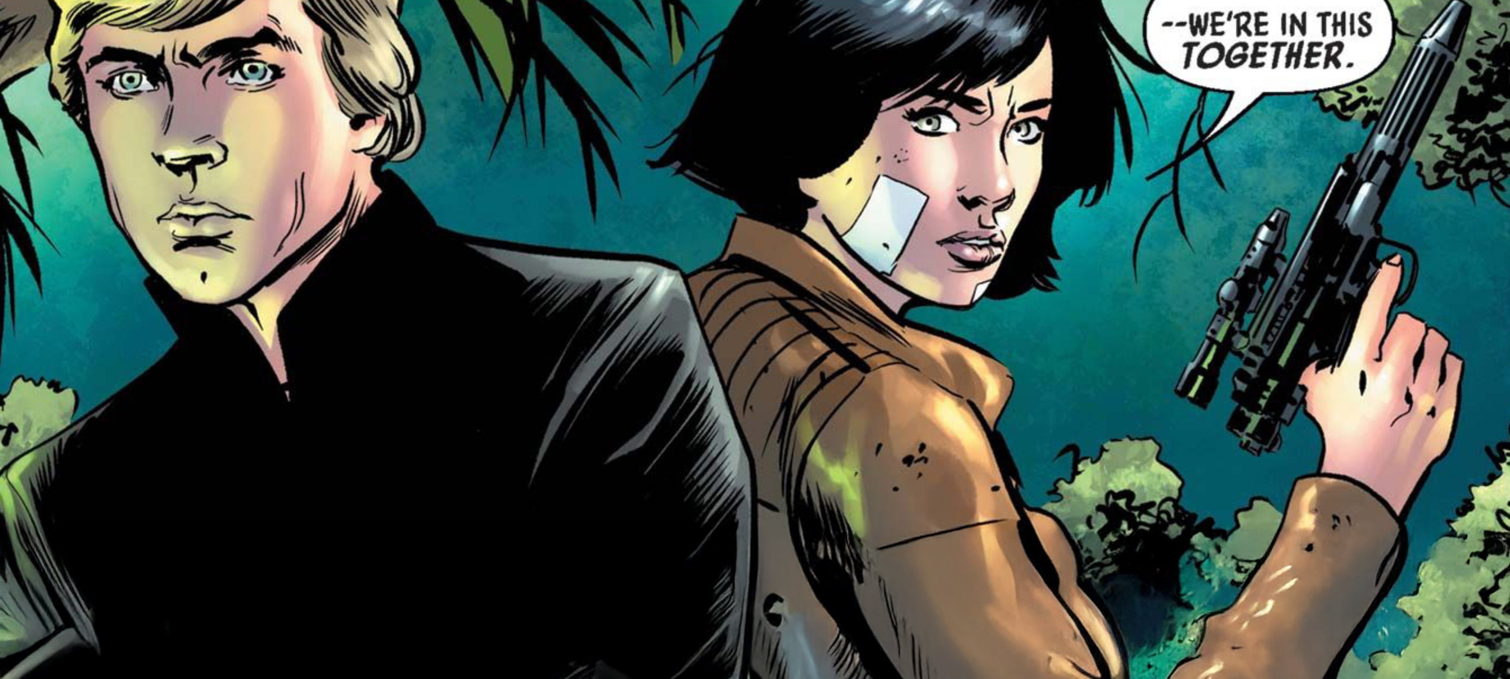 Luke Skywalker & Tula Markona in a Star Wars comic panel: "We're in this together."