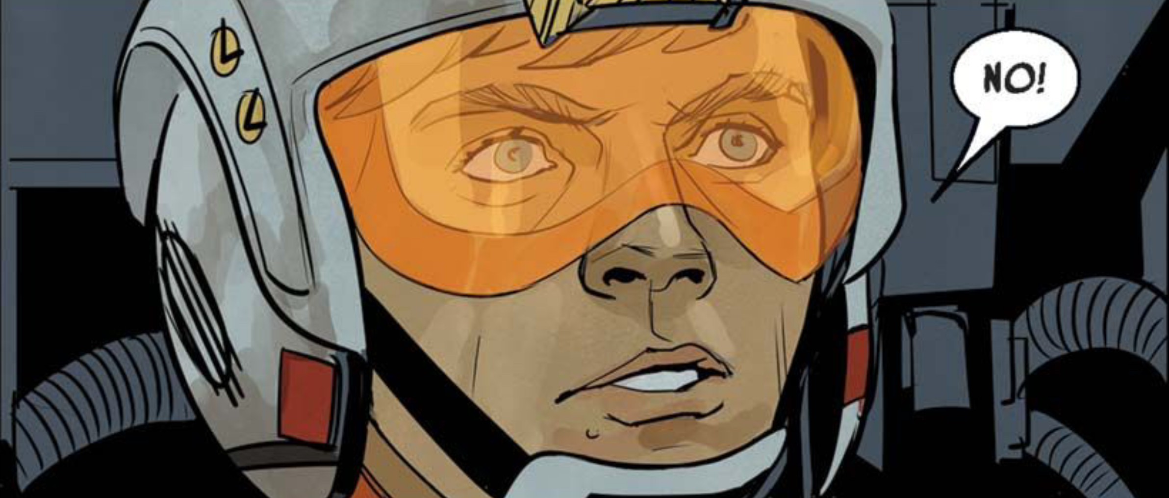 Luke Skywalker in a Star Wars comic panel: "No!"