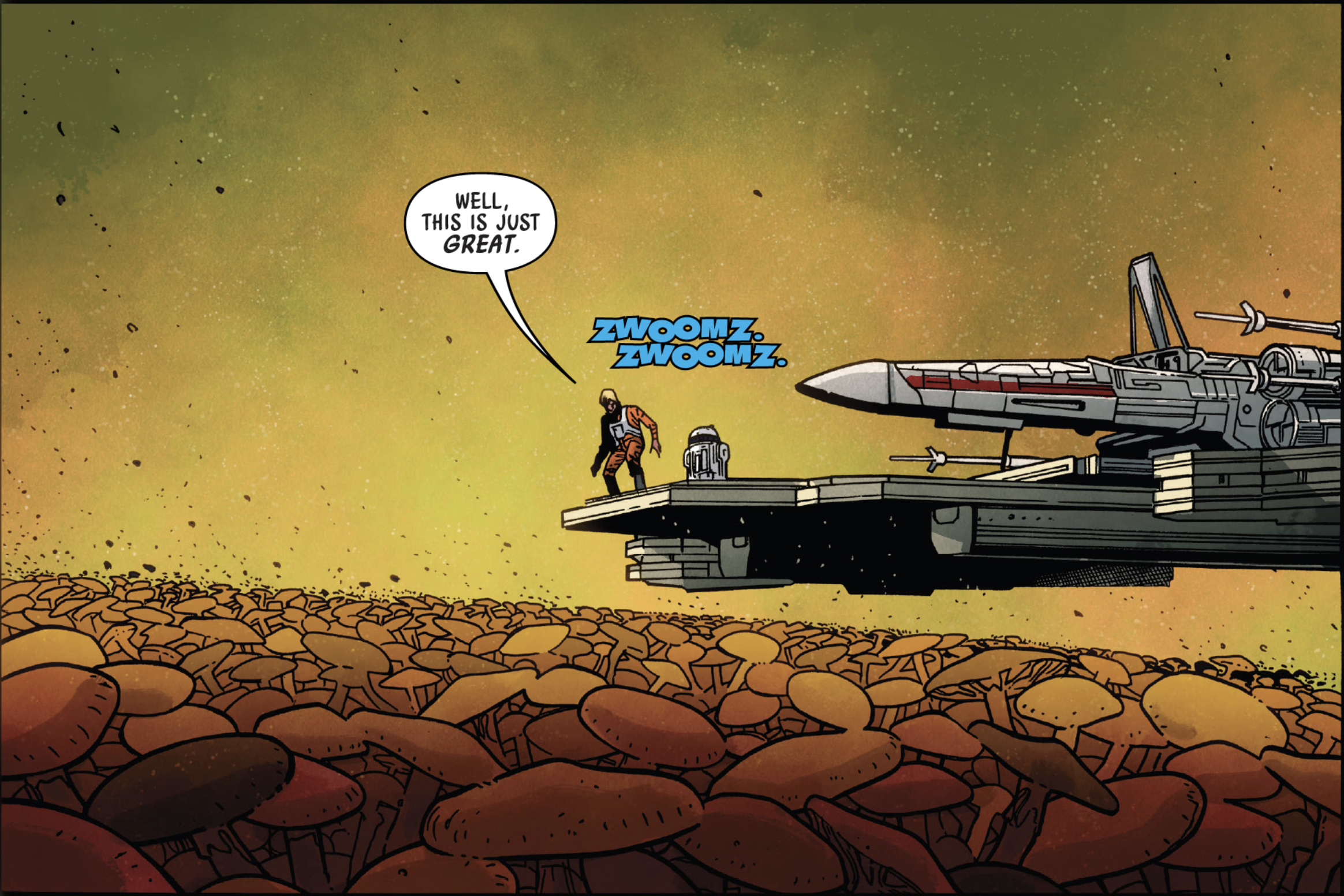 Luke Skywalker & R2-D2 in a Star Wars comic panel: "Well, this is just great."