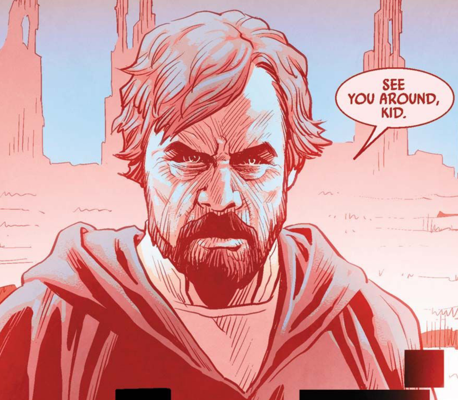 Luke Skywalker in a Star Wars comic panel: "See you around, kid."