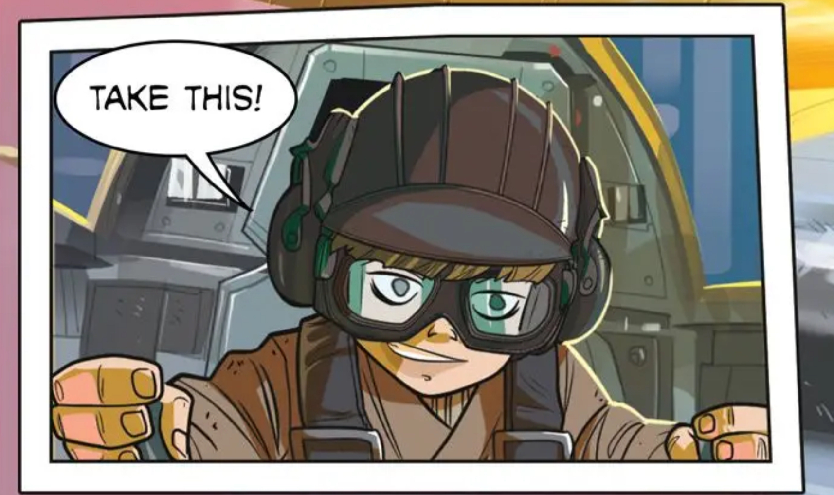 Anakin Skywalker in a Star Wars comic panel: "Take this!"