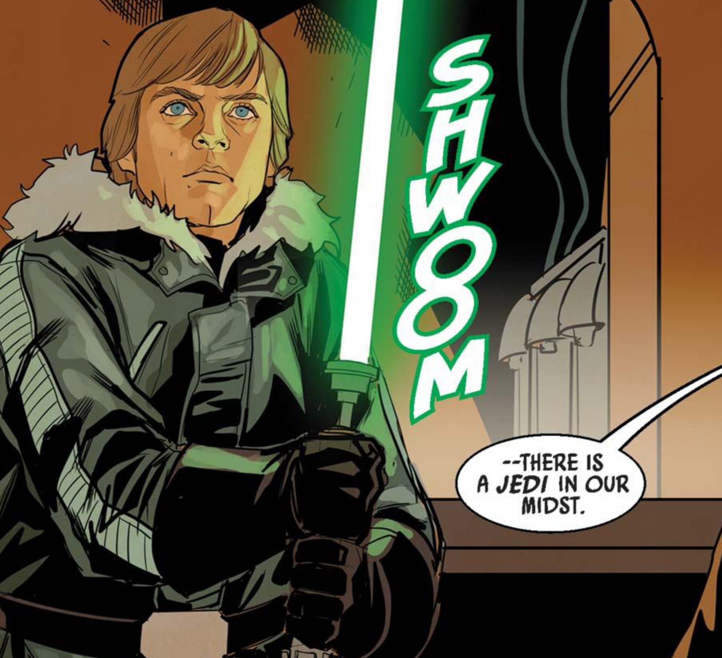 Luke Skywalker in a Star Wars comic panel: "There is a Jedi in our midst."