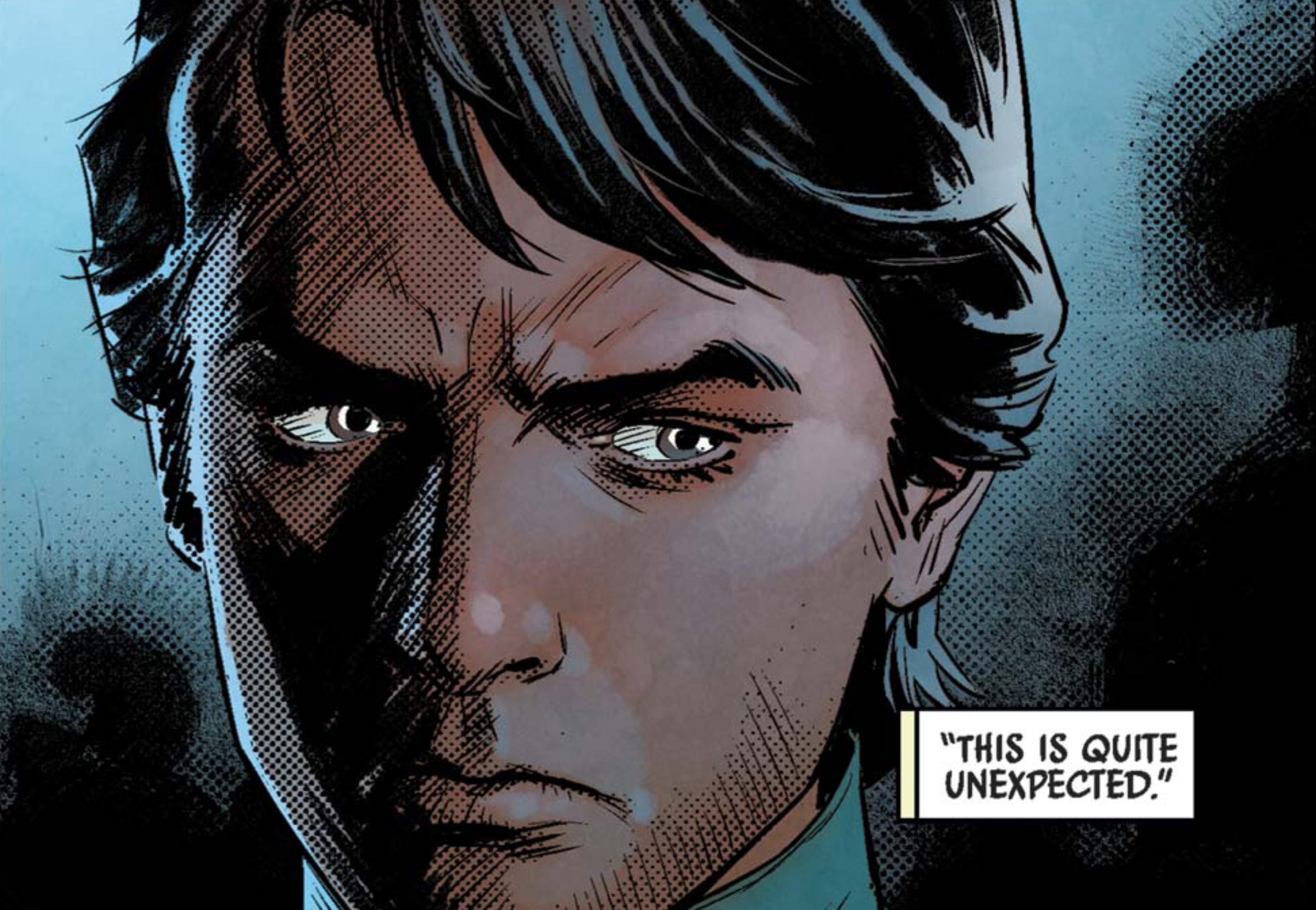 Han Solo in a Star Wars comic panel: "This is quite unexpected."
