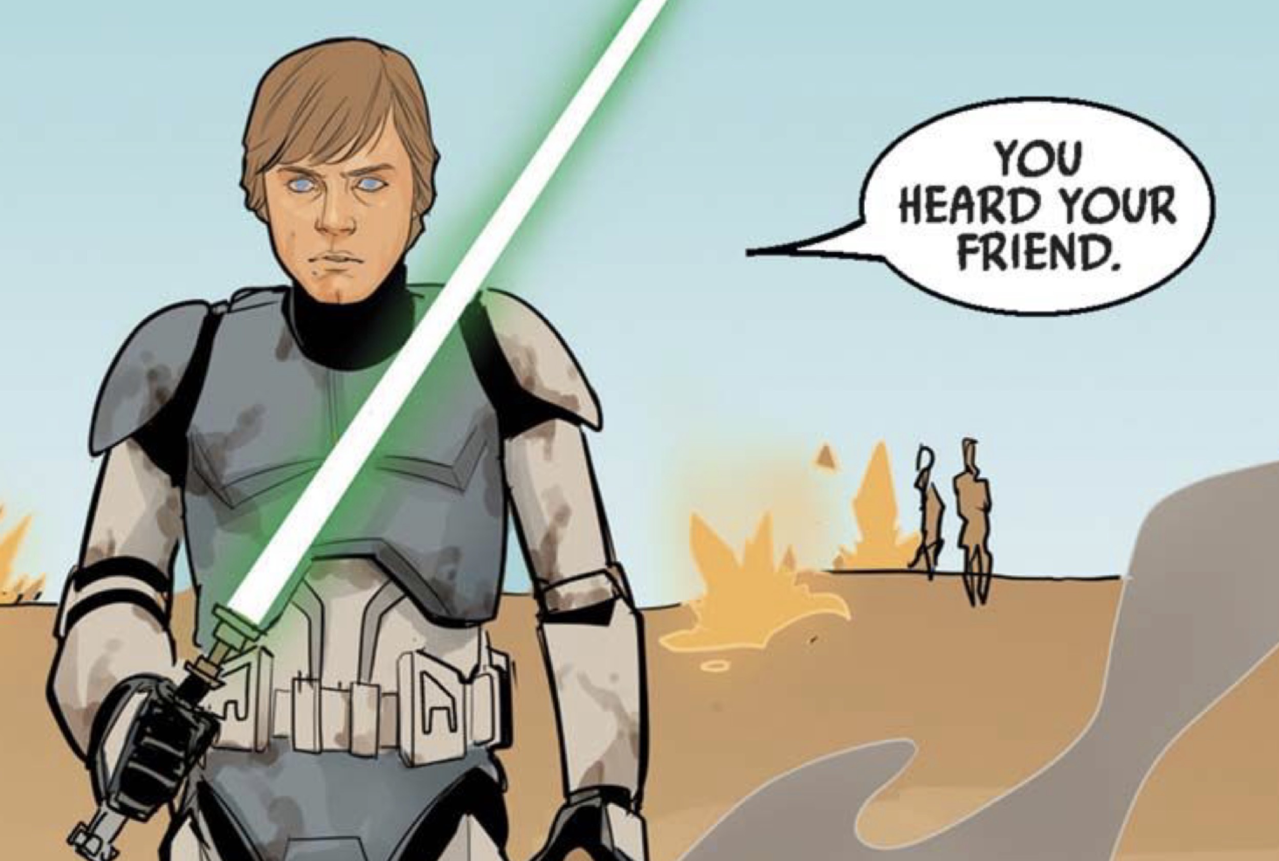 Luke Skywalker in a Star Wars comic panel: "You heard your friend."