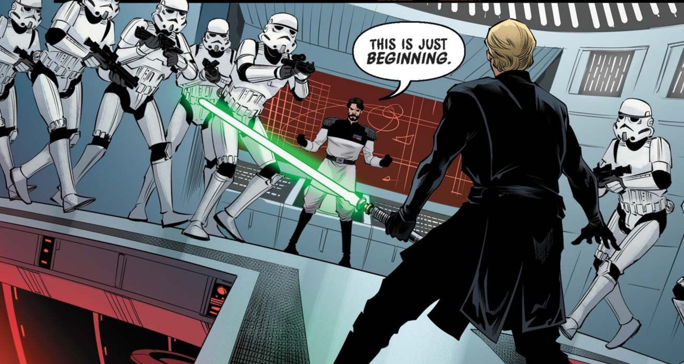 Luke Skywalker in a Star Wars comic panel: "This is just beginning."