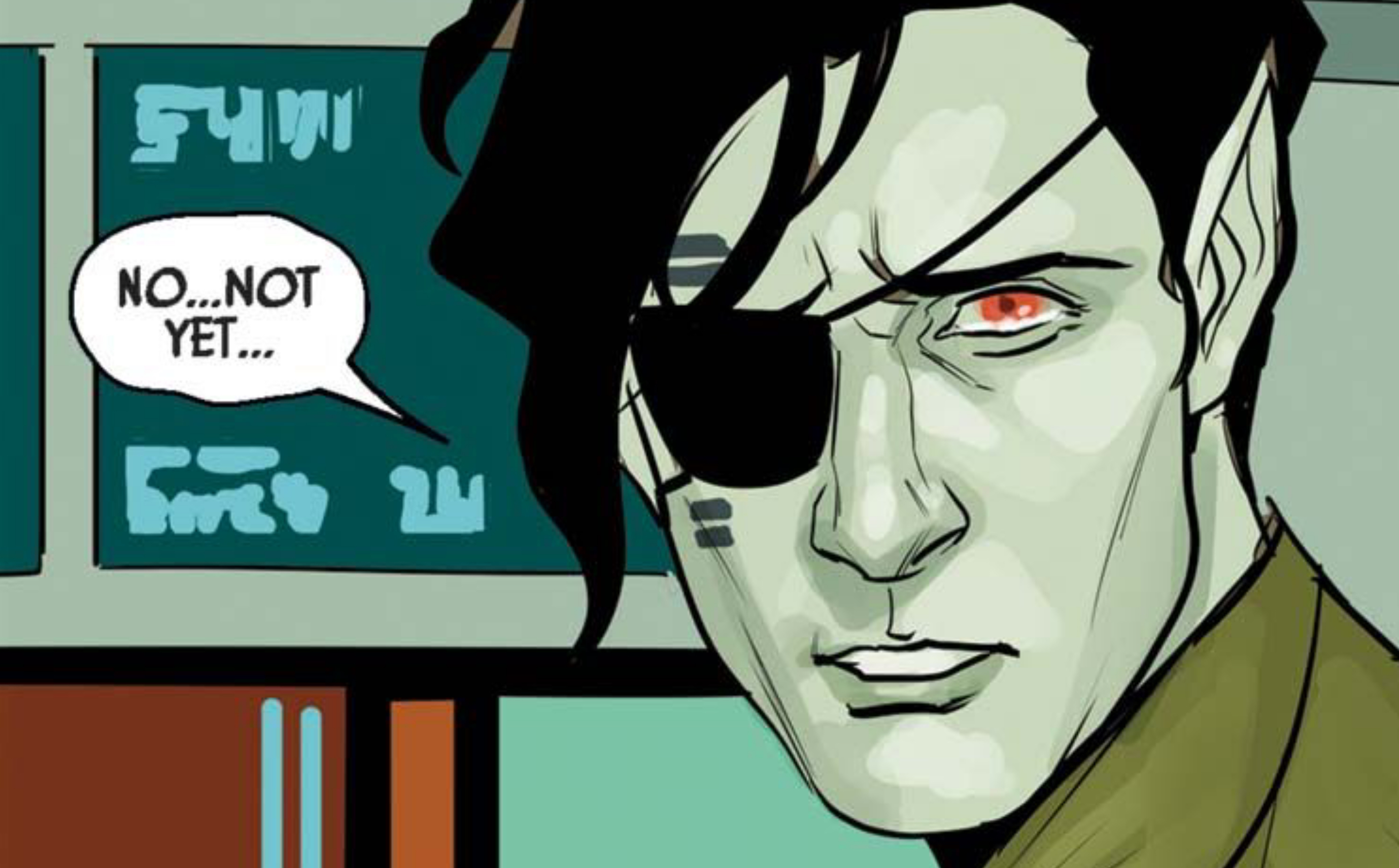 Marchion Ro in a Star Wars comic panel: "No...not yet..."