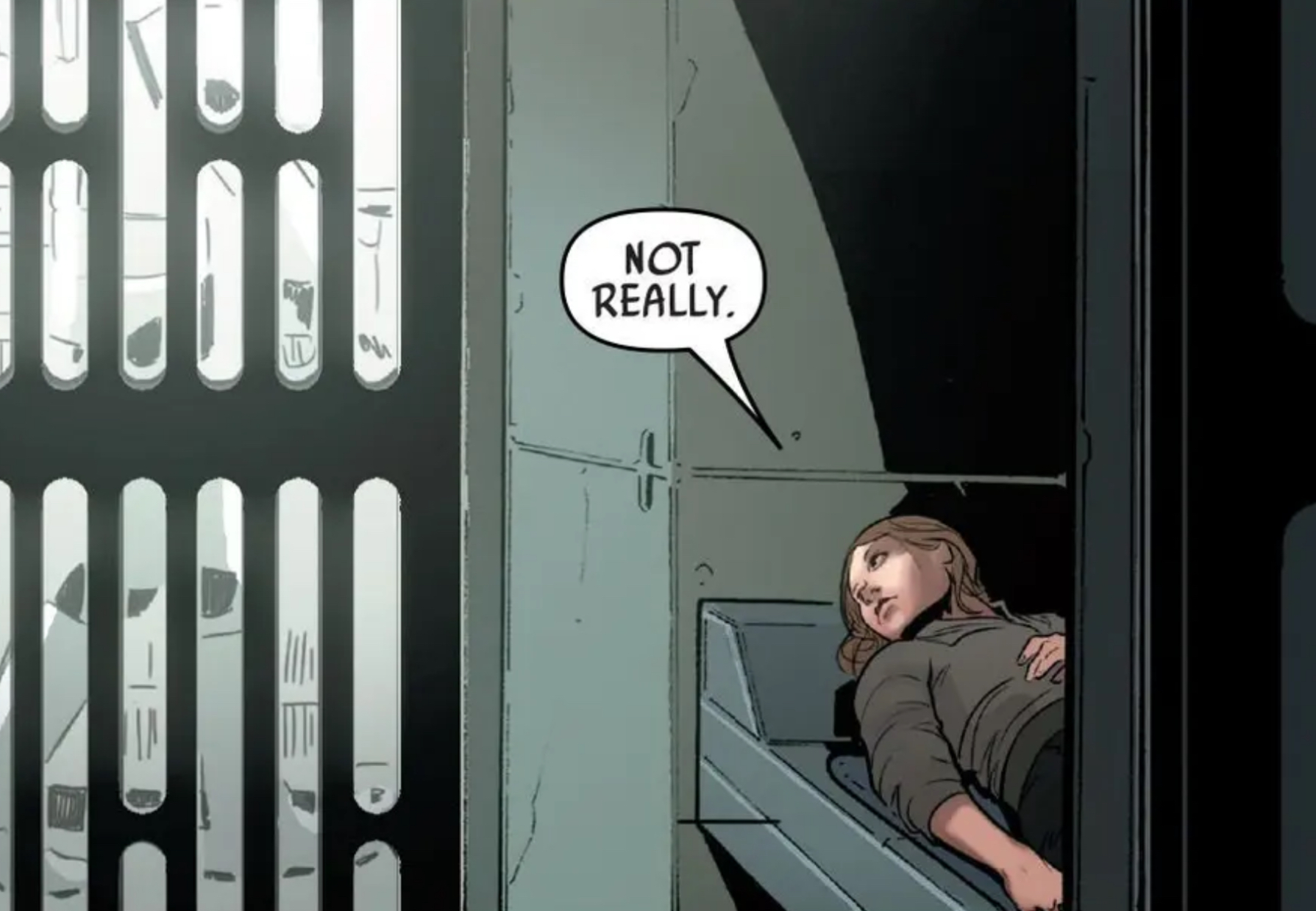 Leia Organa in a Star Wars comic panel: "Not really."