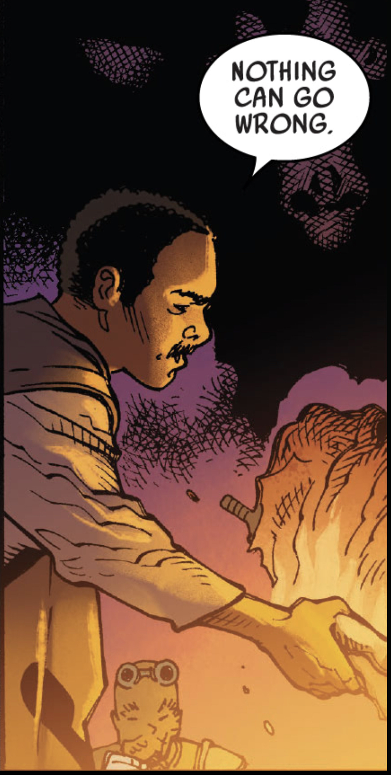 Lando Calrissian in a Star Wars comic panel: "Nothing can go wrong,"