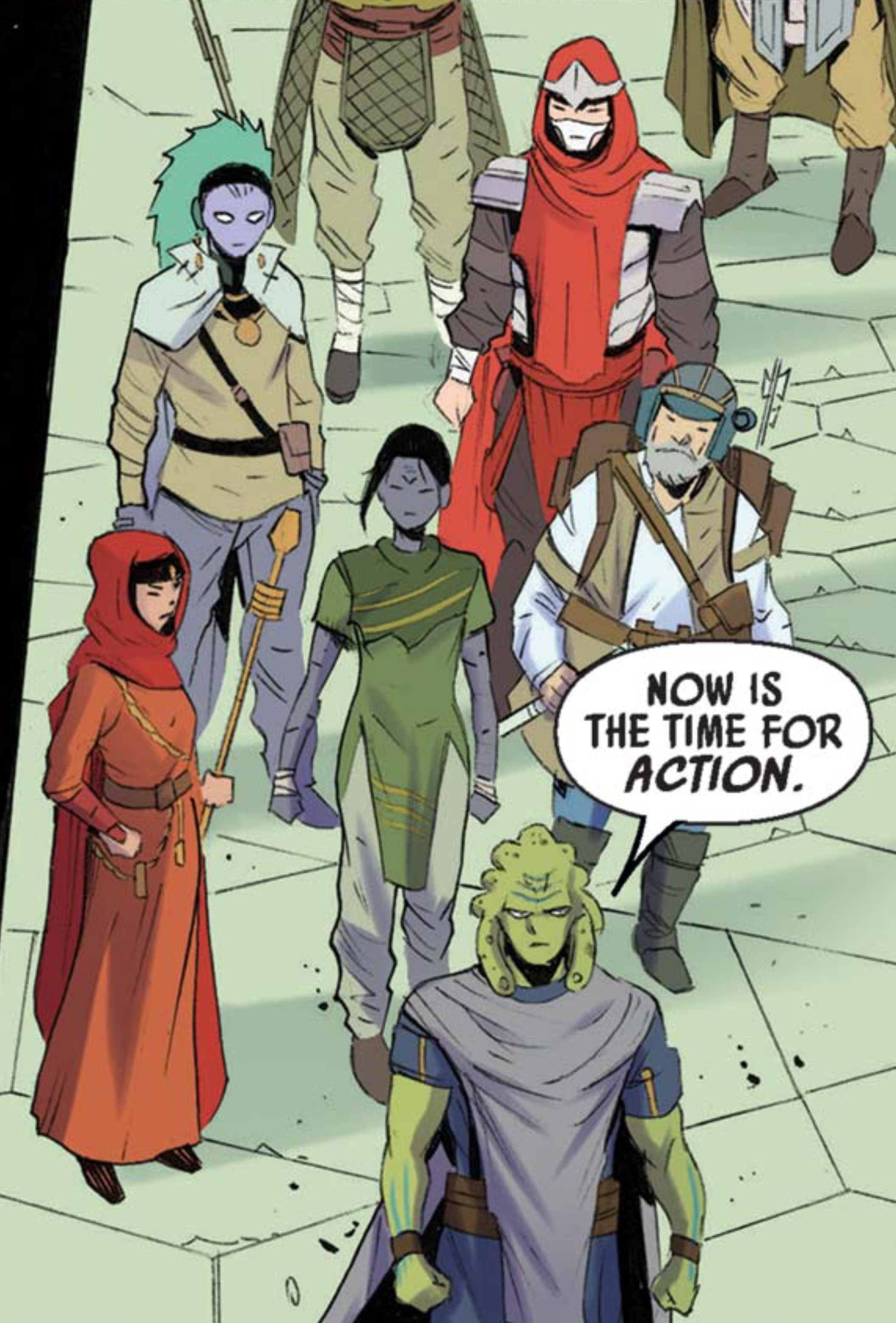 Zeen Mrala in a Star Wars comic panel: "Now is the time for action."