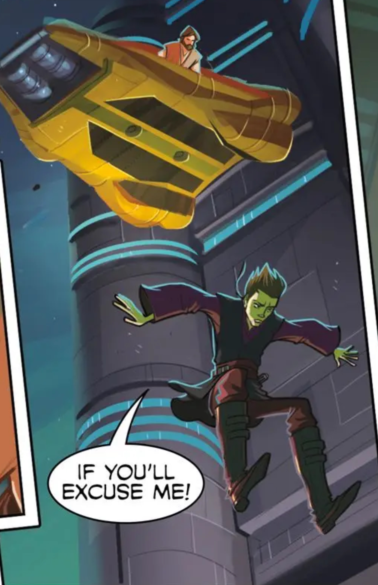 Obi-Wan Kenobi in a Star Wars comic panel: "If you'll excuse me!"