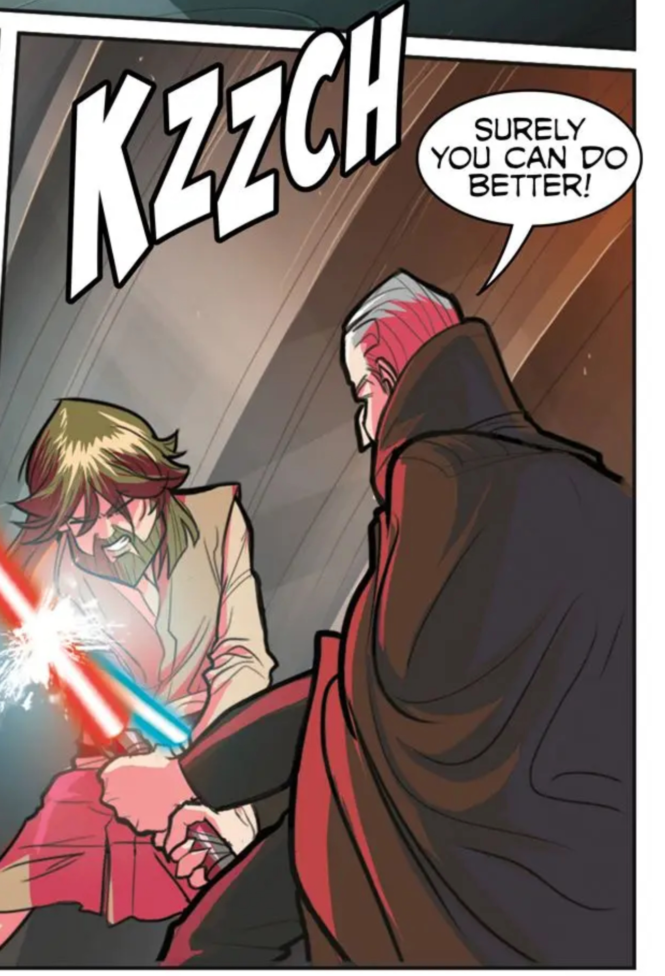Obi-Wan Kenobi & Count Dooku in a Star Wars comic panel: "Surely you can do better!"
