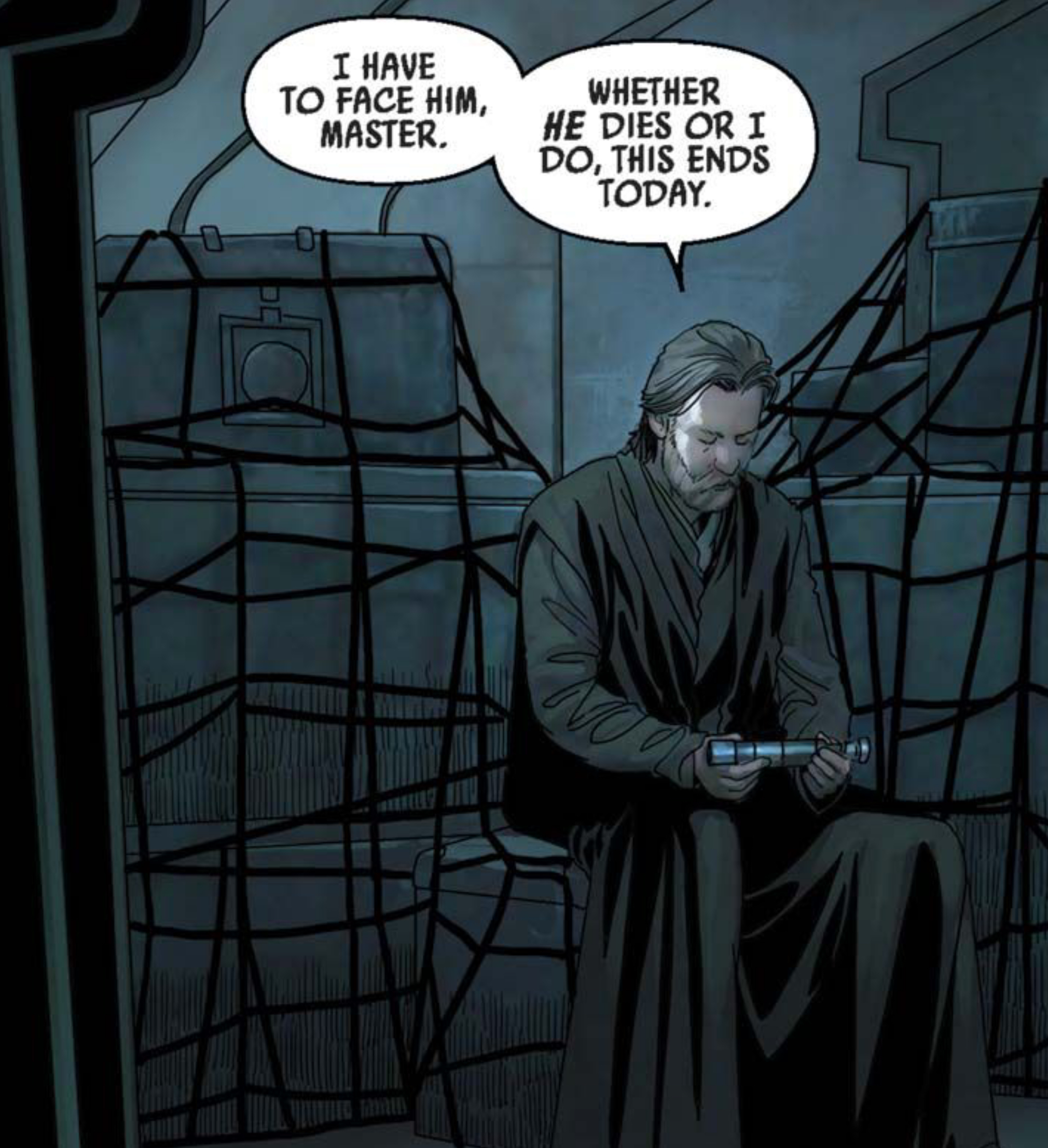 Obi-Wan Kenobi in a Star Wars comic panel: "I have to face him, Master. Whether he dies or I do, this ends today."