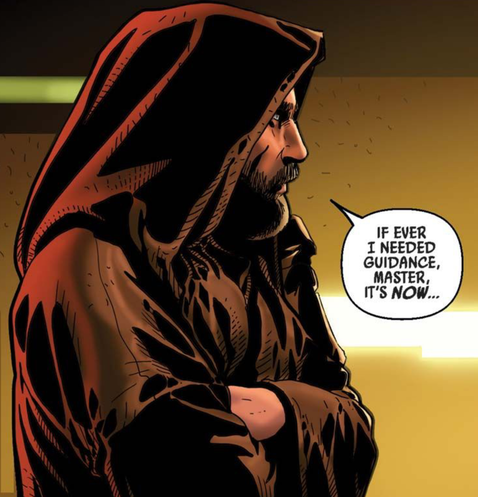 Obi-Wan Kenobi in a Star Wars comic panel: "If ever I needed guidance, Master, it's now."